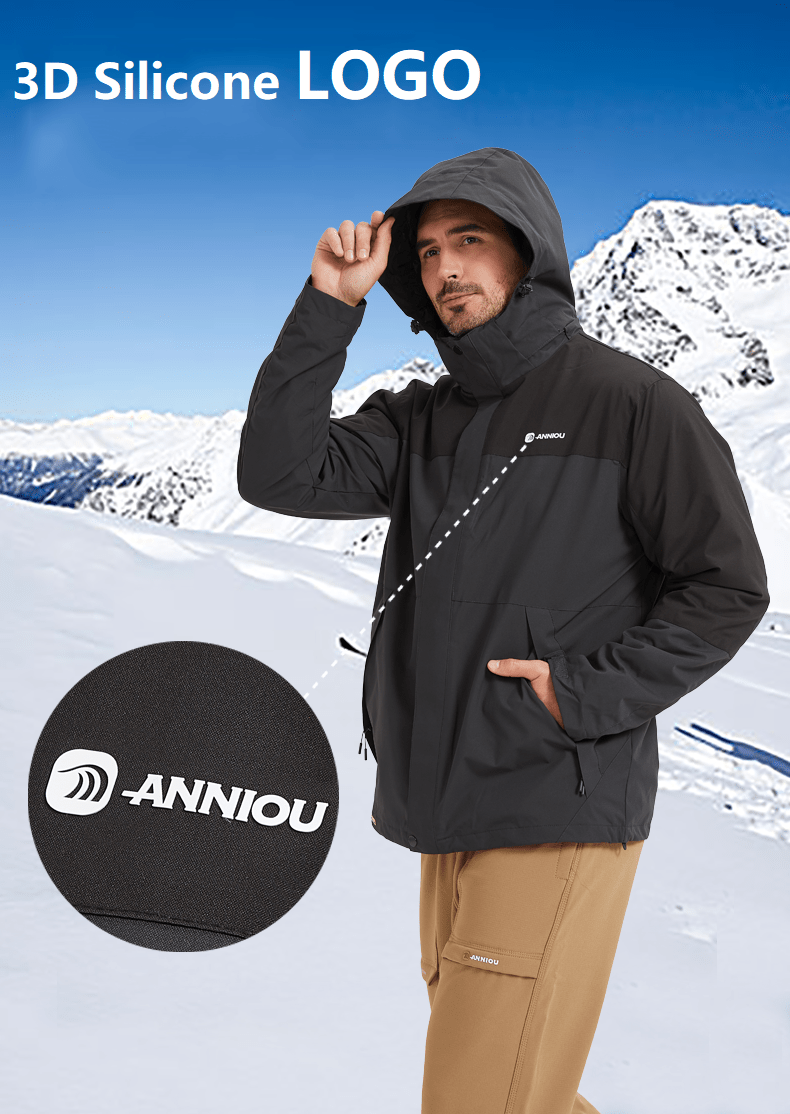 Black hooded Teflon 3-in-1 Shell Jacket logo reflective