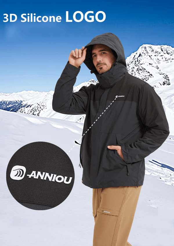 Black hooded Teflon 3-in-1 Shell Jacket logo reflective
