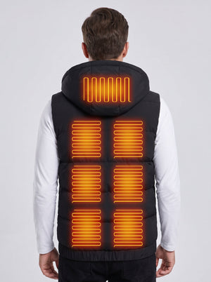 #Black rear of Men's Hooded Heated Puffer Vest