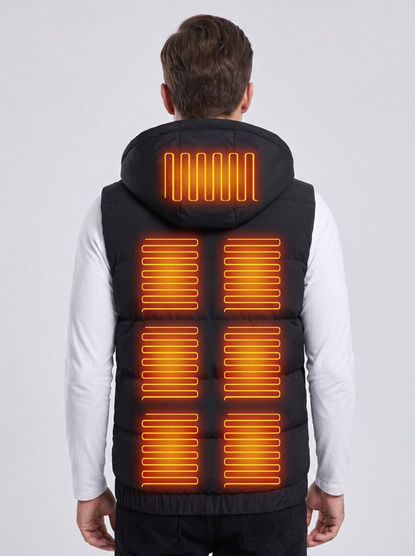 #Black rear of Men's Hooded Heated Puffer Vest