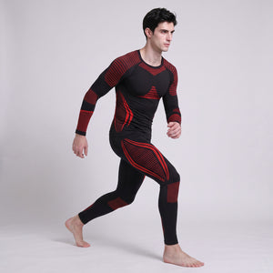 #Blackred Mens Compression ski Base Layer Set