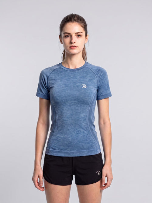 #Blue Women Quick Dry Short Sleeve T-shirt