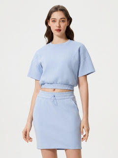 #Blue Cropped Air Layer Sweatshirt Tee