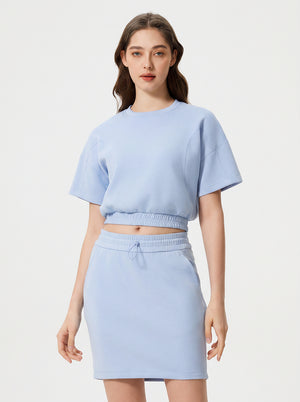 #Blue Cropped Air Layer Sweatshirt Tee