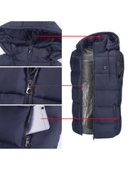 Blue Heated Puffer Vest features 