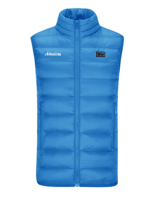 Blue Heated puffer vest with 'Anniou' branding 
