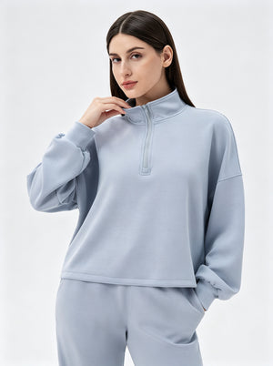 #Blue Quarter Zip Pullover