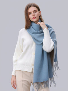 #Blue Women Ladies Solid Fringe Scarf