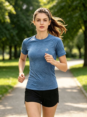 #Blue Women Quick Dry Short Sleeve T-shirt