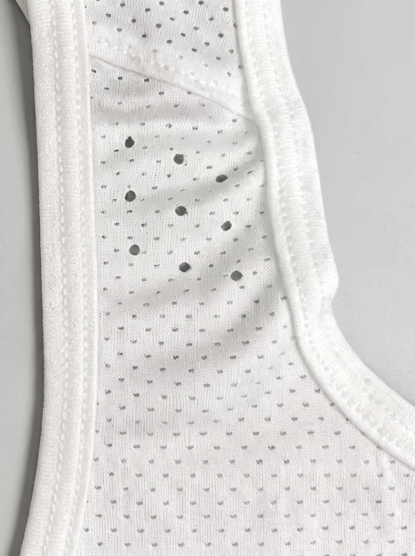 Bound Armholes of #White Seamless Antibacterial Running Tank Top