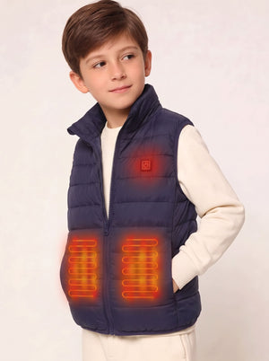 Boys Navy Heated Gilet with 2 heat zones