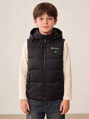 Boys hooded heated puffer gilet with zip by Anniou