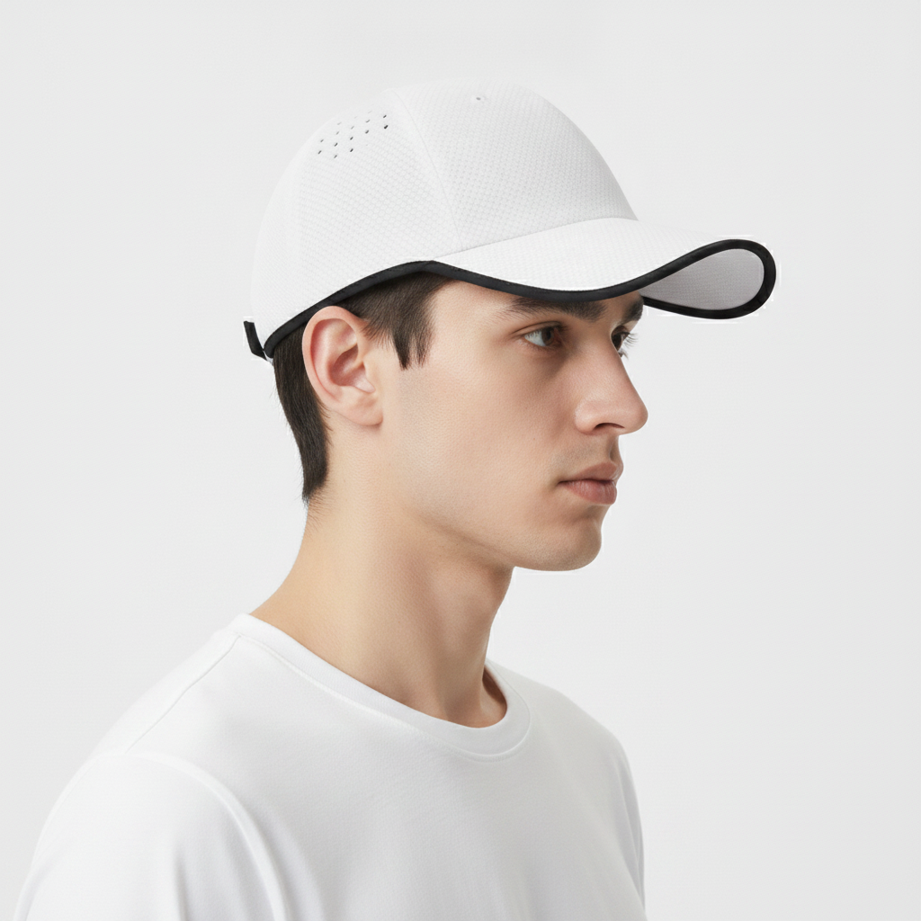 Image showing the side view of a white baseball cap