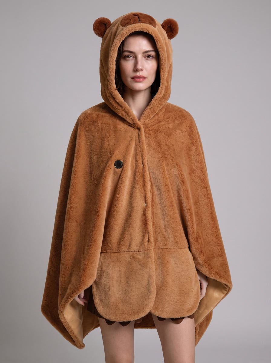 #Brown Capybara Heated Wearable Blanket