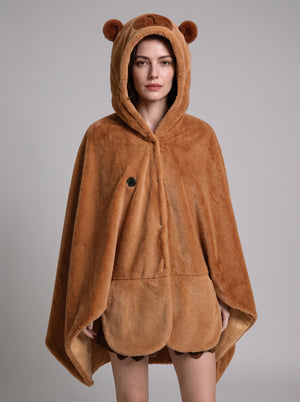 #Brown Capybara Heated Wearable Blanket
