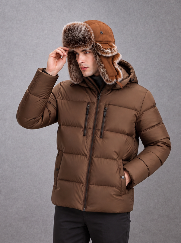 #Brown Ear Protecting Cold Weather&Hat