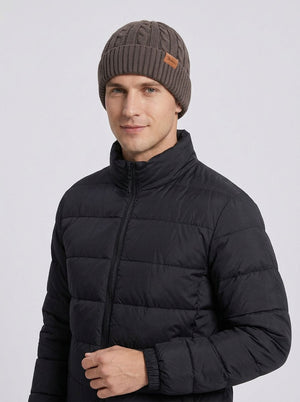 #Brown Men Cable Knit Beanie Hat