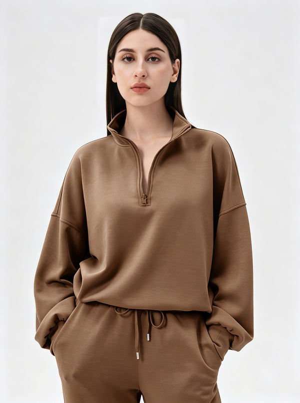 #Brown Quarter Zip Pullover