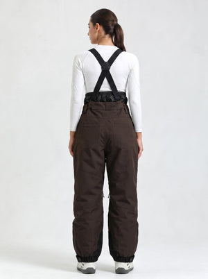 #Brown Rear of Women's Suspender Ski Bib Pants