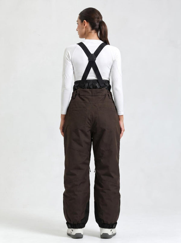 #Brown Rear of Women's Suspender Ski Bib Pants