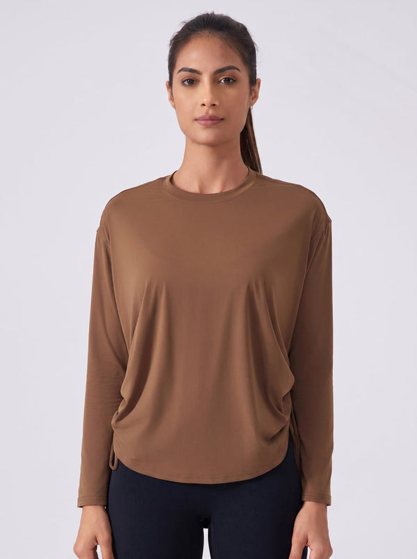 #Brown Side Drawstring Quick Dry Pullover