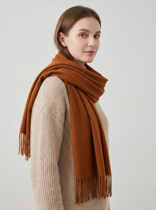 #Brown Solid Wool Winter Scarf