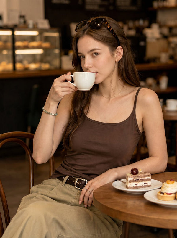 #Brown Tencel Linen Camisole