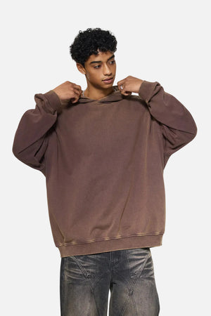 #Brown Vintage Washed Gradient Hoodie