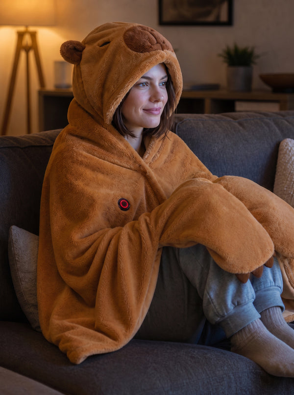 #Brown Warm Capybara Wearable Heated Shawl