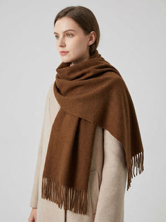 #Brown Women Solid Cream Herringbone Woven Scarf