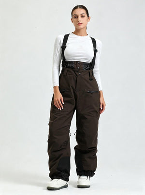 #Brown Women's Suspender Ski Bib Pants