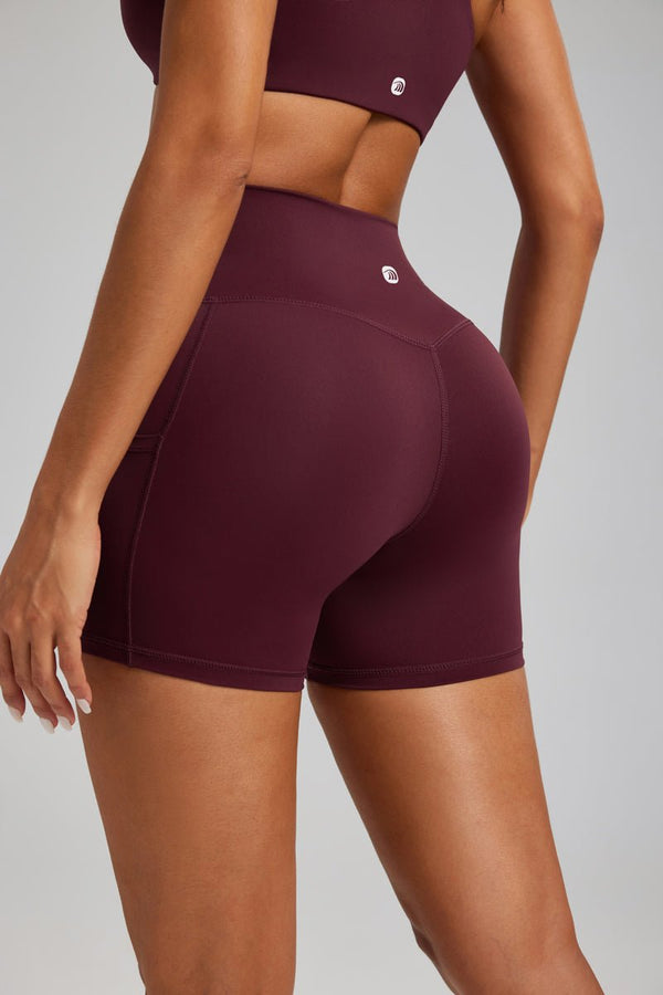 #Burgundy high waist butt lift Shorts by Anniou