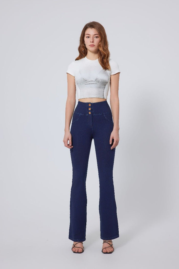 High Waist Straight Flare Jeans