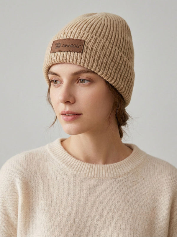 #Camel Women Korean  Ear Flap Knit Beanie Hat