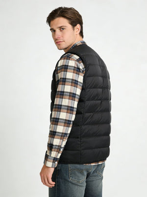 black Carbon Fibre V-Neck Heated Gilet from the back 