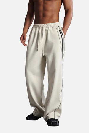 Causal #White Reflective Stripe Straight Leg Sweatpants