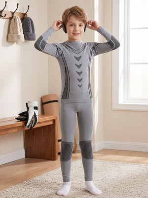 #Greyblack Children's Boy Ski Base Layer Set