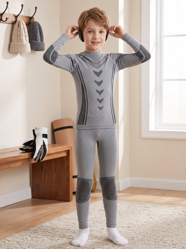 #Greyblack Children's Boy Ski Base Layer Set