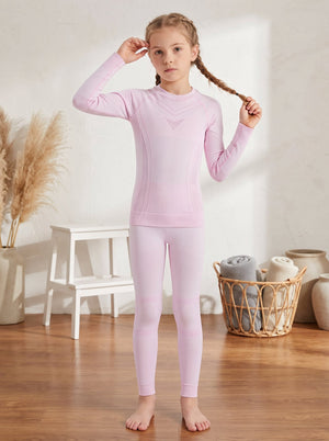 #Pink Children's Ski Base Layer Set