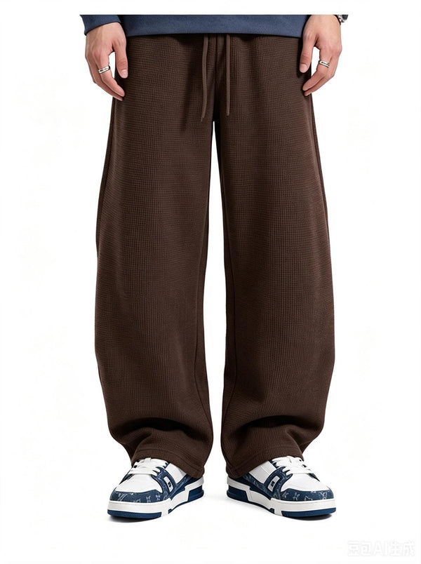Coffee men's loose wide pants