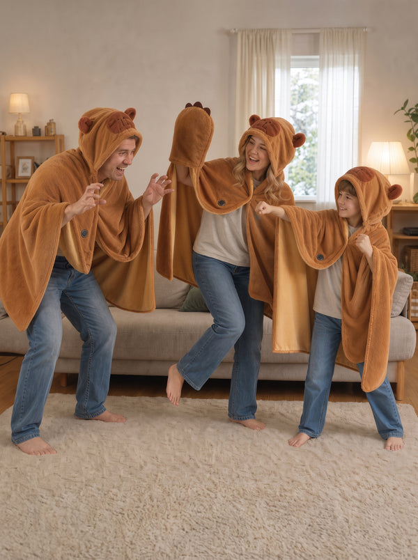 Cozy #Brown Capybara Heated Hooded Blanket for Home
