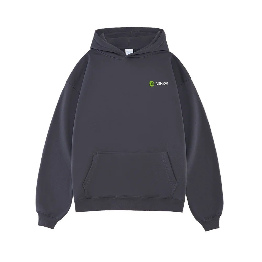 Dark Gray Thick French Terry Hoodie by Anniou