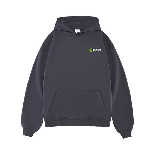 Dark Gray Thick French Terry Hoodie by Anniou