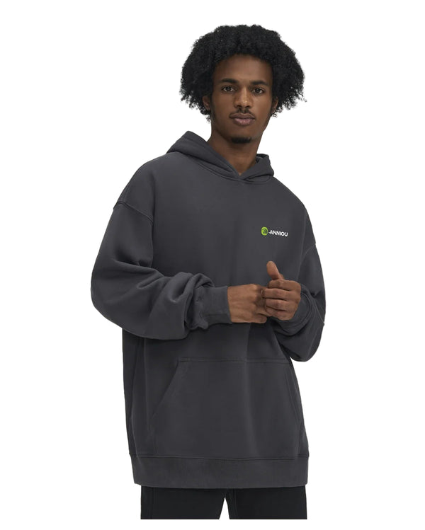 Dark Gray Thick French Terry Hoodie by Anniou