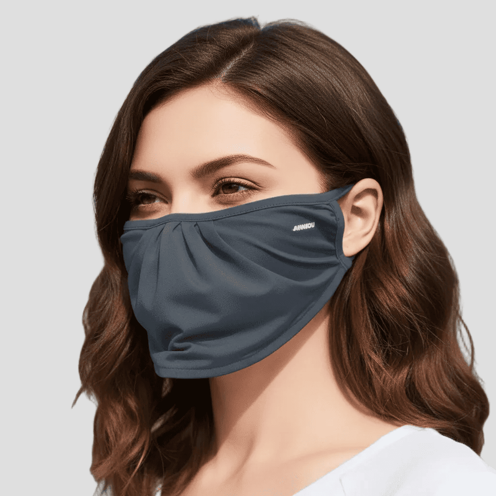 Dark Gray Uv Protection Drape Face Mask