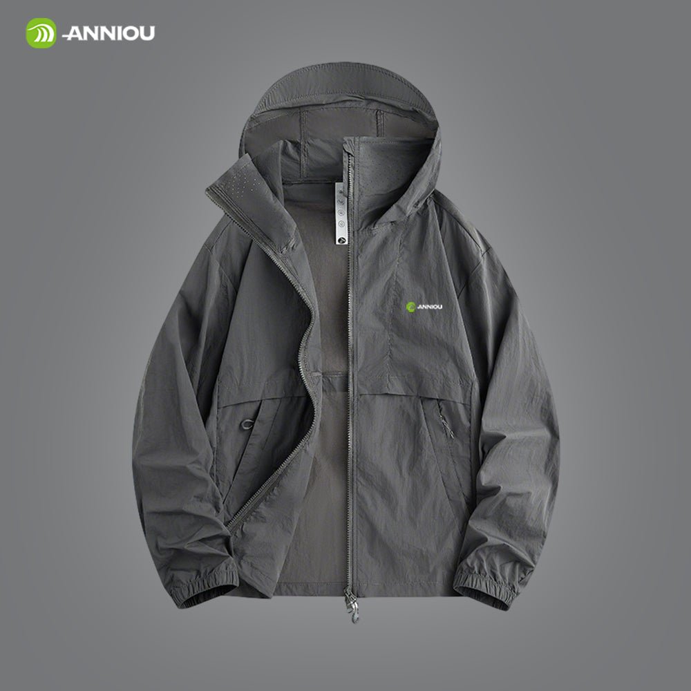 Dark Grey Hooded Full Zip Top UPF 100+
