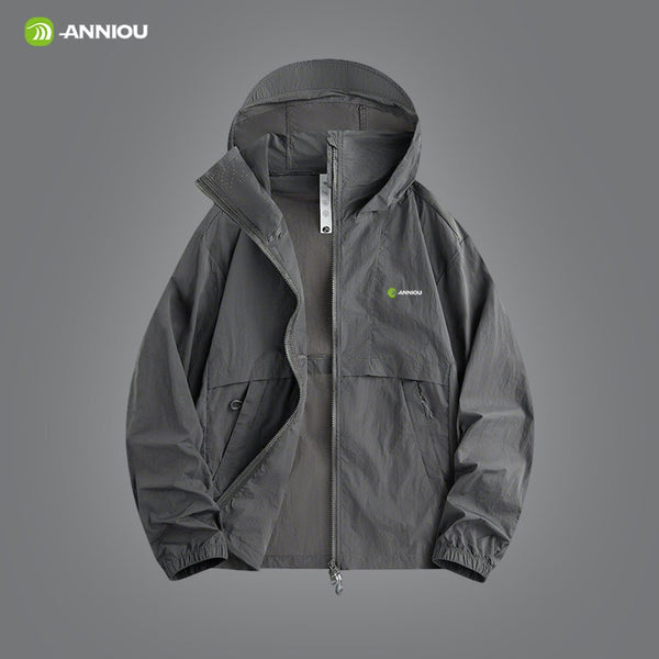 Dark Grey Hooded Full Zip Top UPF 100+