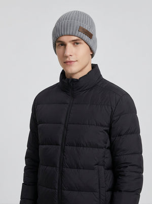 #DarkGrey Men Rib Knit Beanie Hat