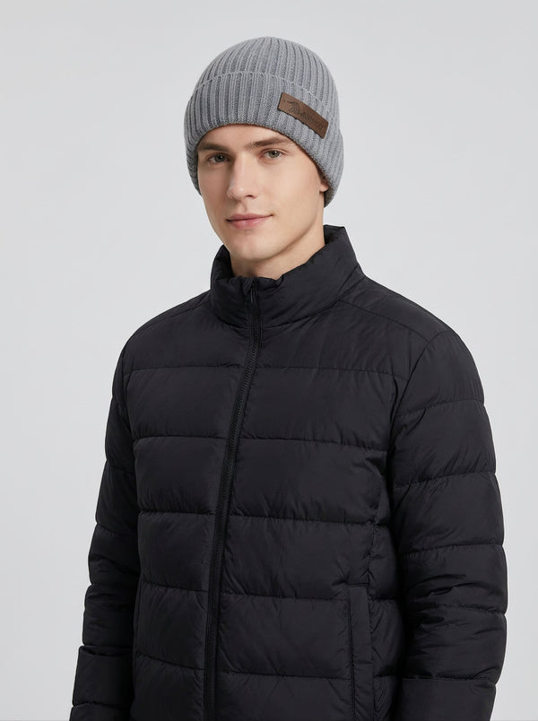 #DarkGrey Men Rib Knit Beanie Hat