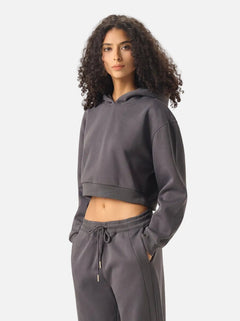#Darkgrey Cropped Boxy Heavyweight Hoodie